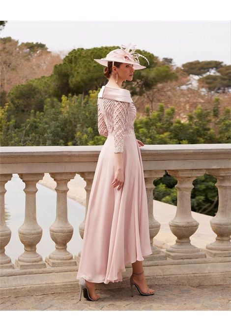 Abito da Cerimonia Rosa Clará Couture Club con Scollo a Barca COUTURE CLUB | Abiti | 7G184GEOP0410ROSA PALO